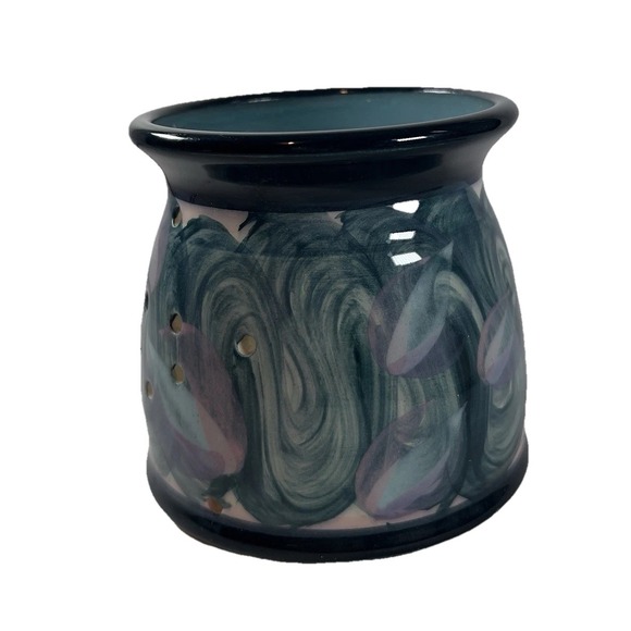 Signed Pottery Votive Candle Holder Illuminate with‎ Holes 1994 Artisian Boho - Picture 2 of 8